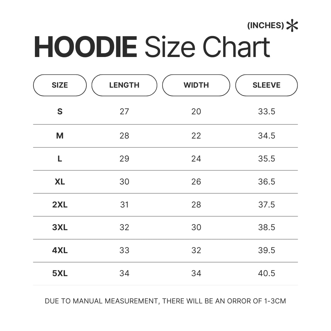 Hoodie Size Chart - The Walking Dead Shop