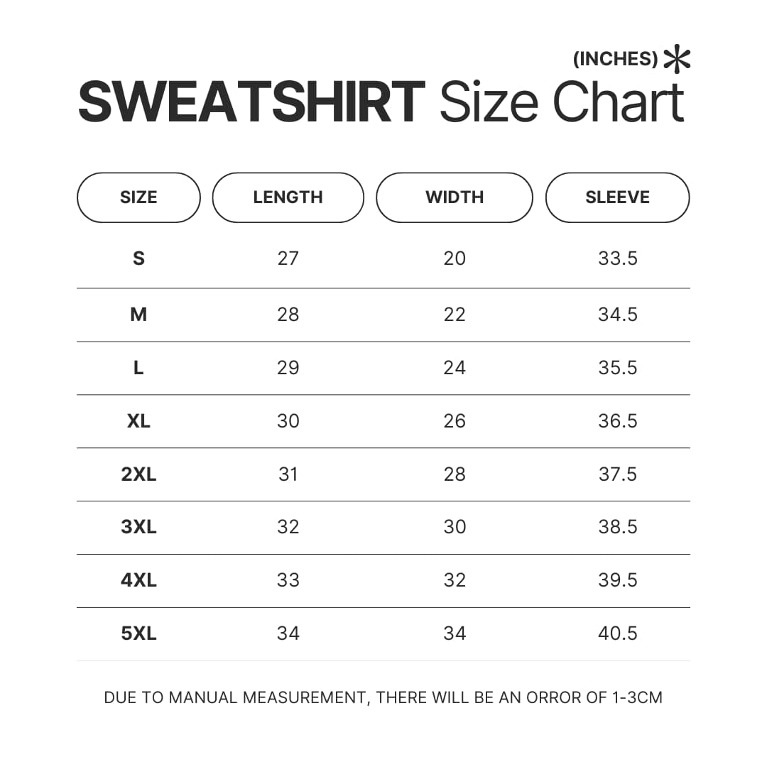 Sweatshirt Size Chart - The Walking Dead Shop