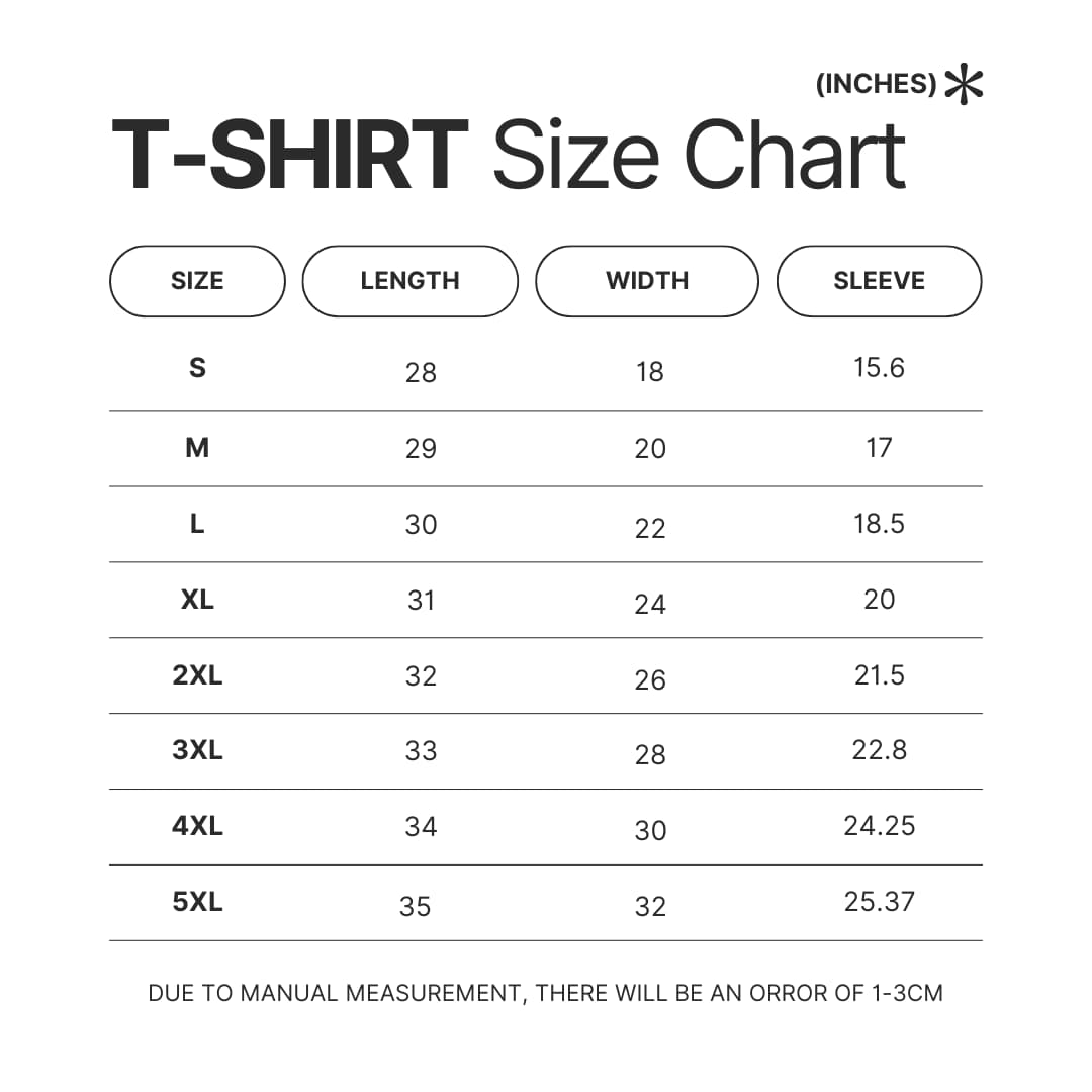 T shirt Size Chart - The Walking Dead Shop
