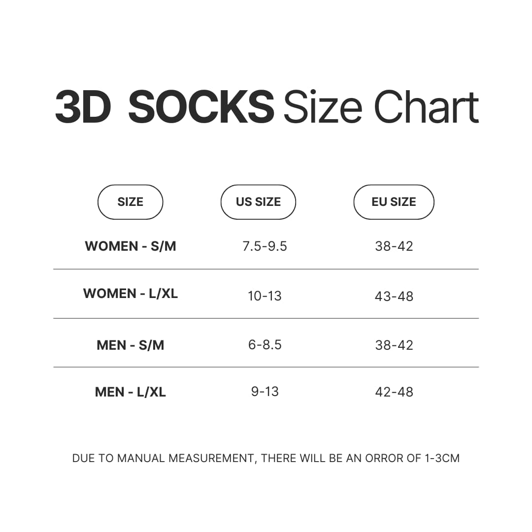 3D Socks Size Chart - The Walking Dead Shop